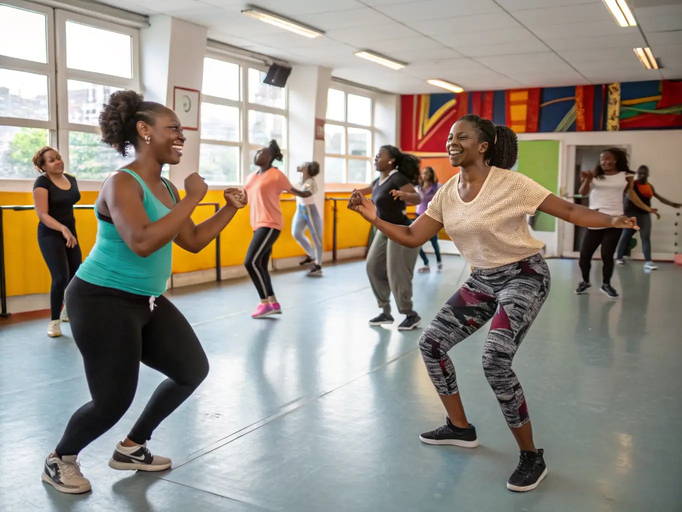 A group of people participating in a Breton dance workshop, learning traditional steps and movements from an experienced instructor.